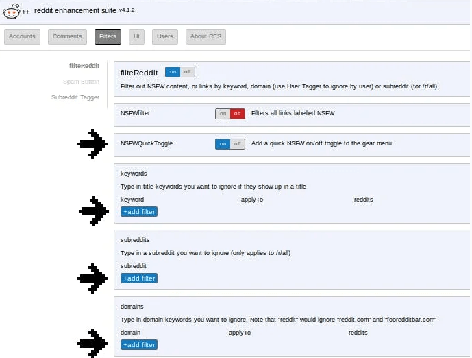 activar la opción de filtro de edición para subreddits