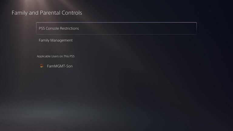 choose ps5 console restrictions