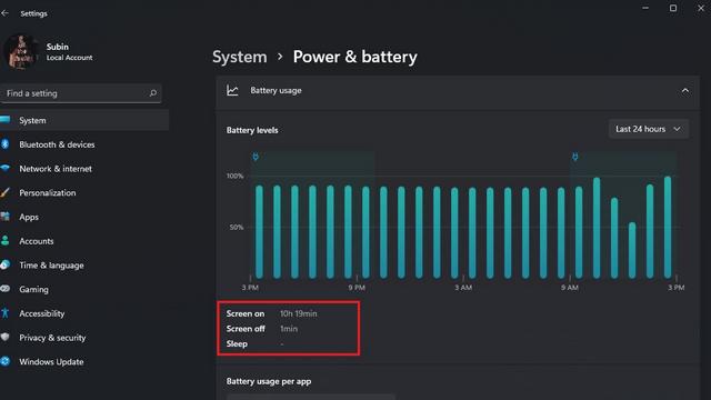 cómo ver el tiempo de pantalla en windows