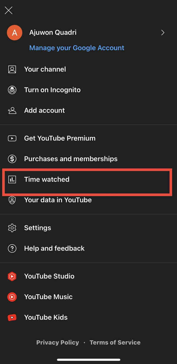 Time on sale watched youtube