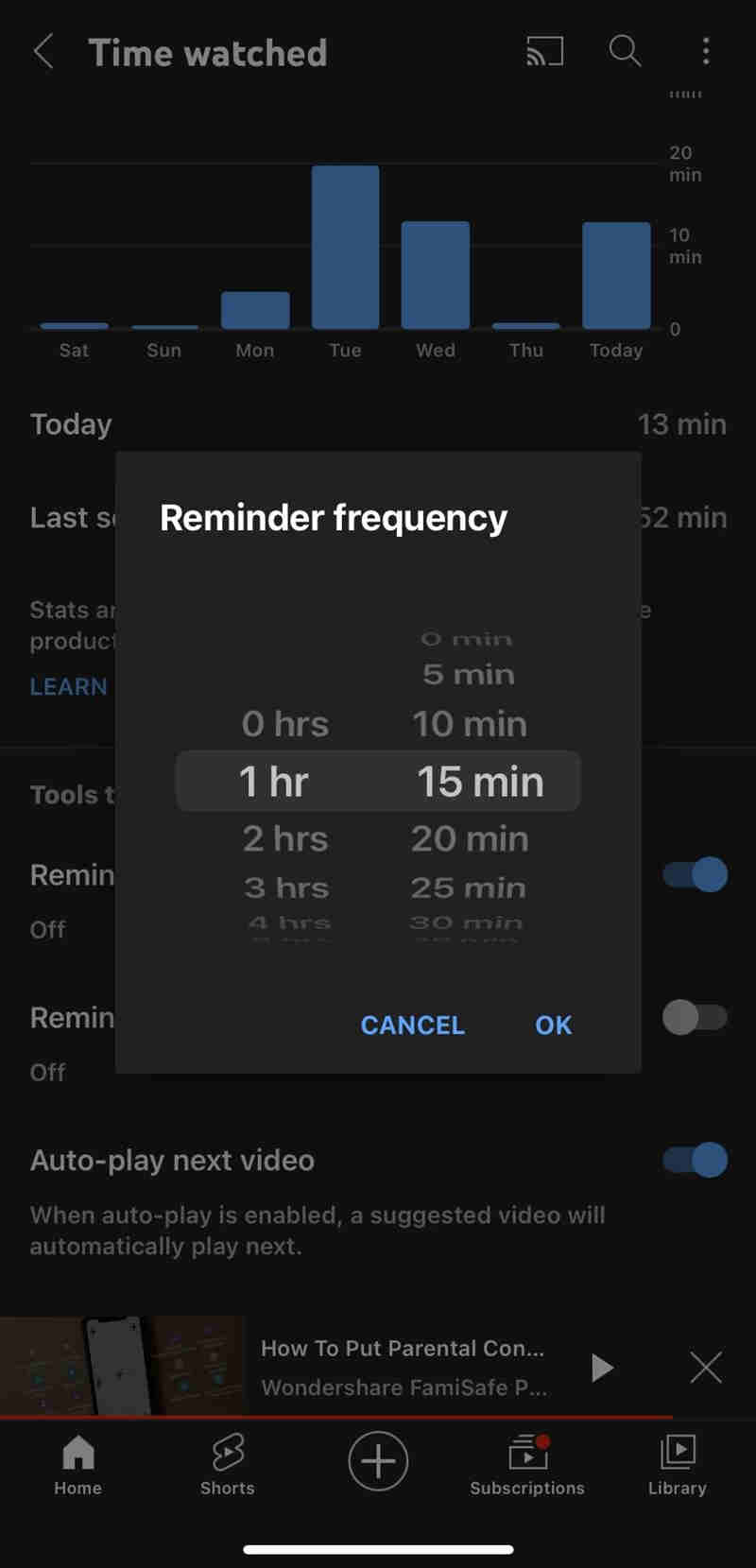 steps to set youtube screentime limit