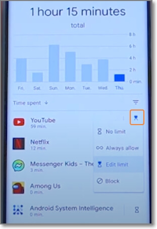 set google screen time limit with famisafe