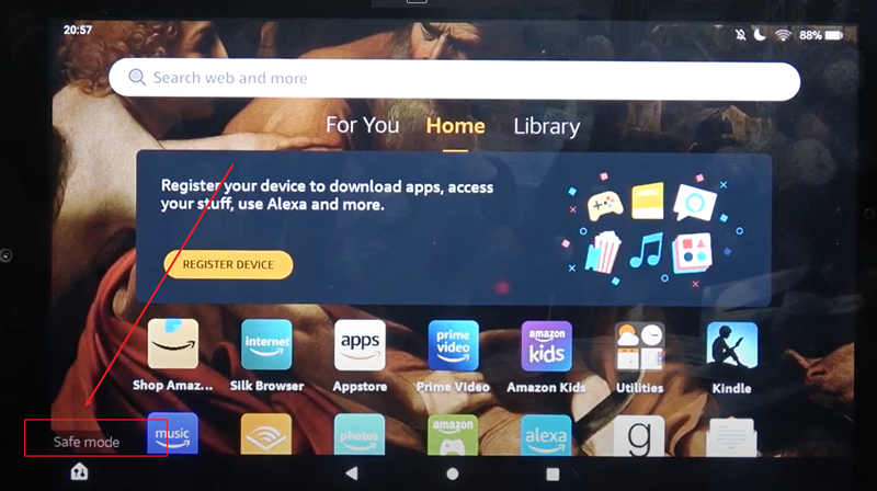 kindle fire safe mode on