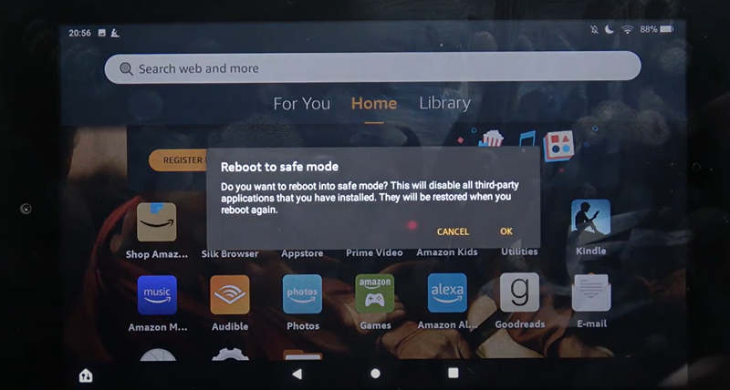 Turn on/off Kindle Fire Safe Mode