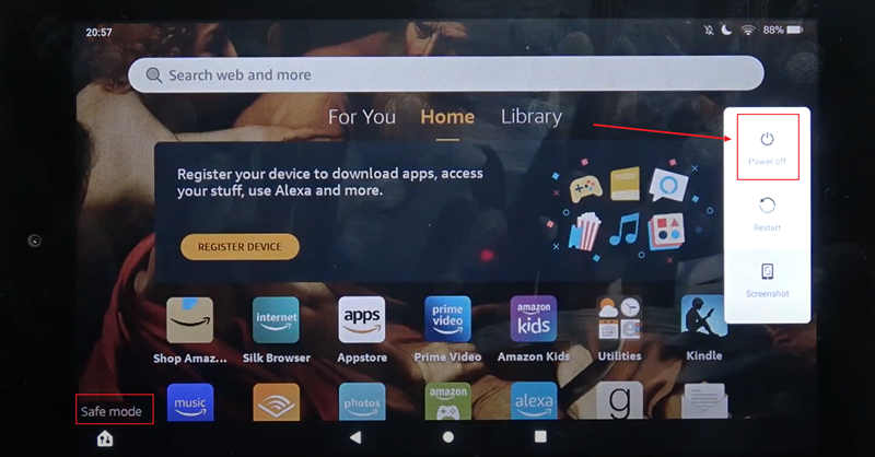 turn off kindle fire safe mode