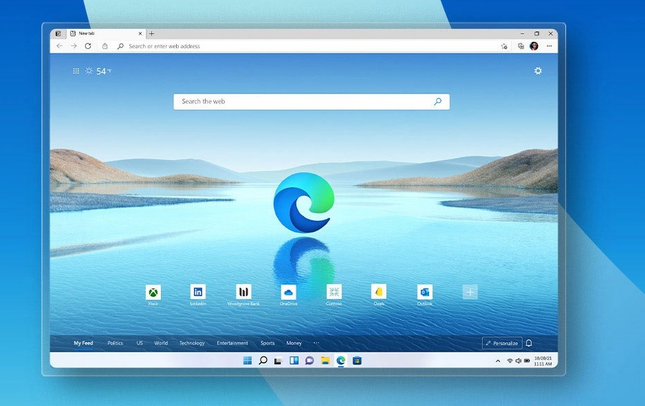 home interface of microsoft edge