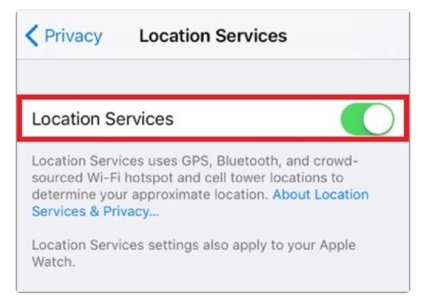 enable location services for iphone