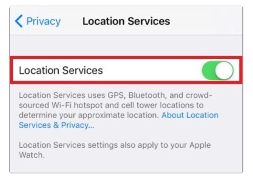 habilita los servicios de ubicación para iphone