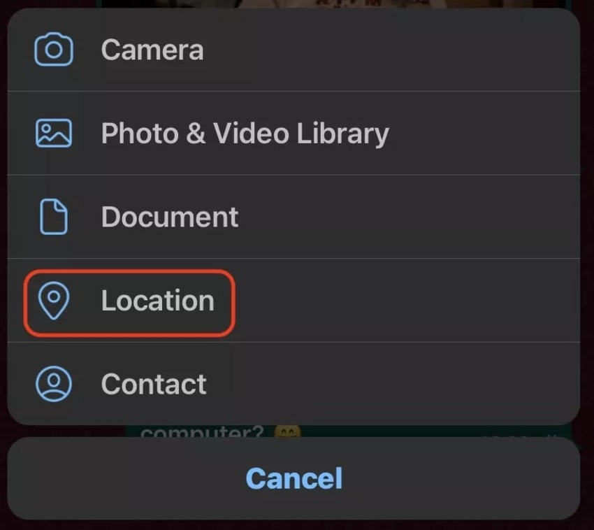 access iphone pin location on whatsapp