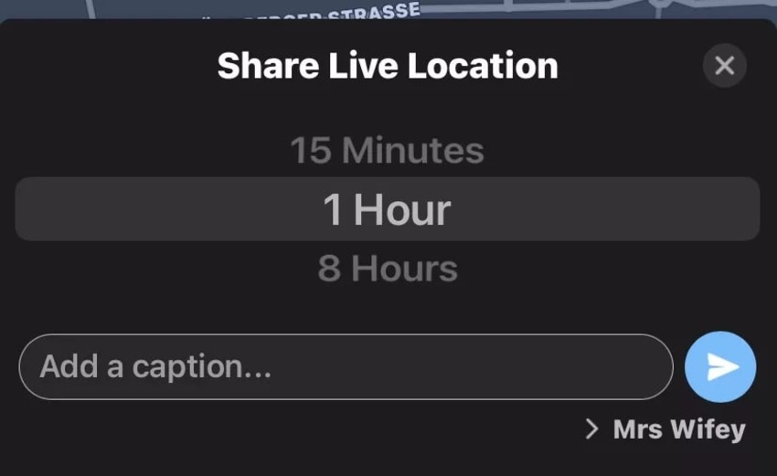 share live iphone pin location on whatsapp