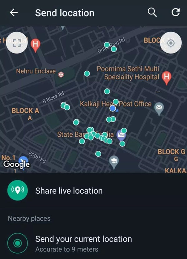 how to share pin location on whatsapp