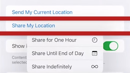 share location messages on iphone