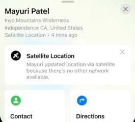 sharing iphone location via satellite