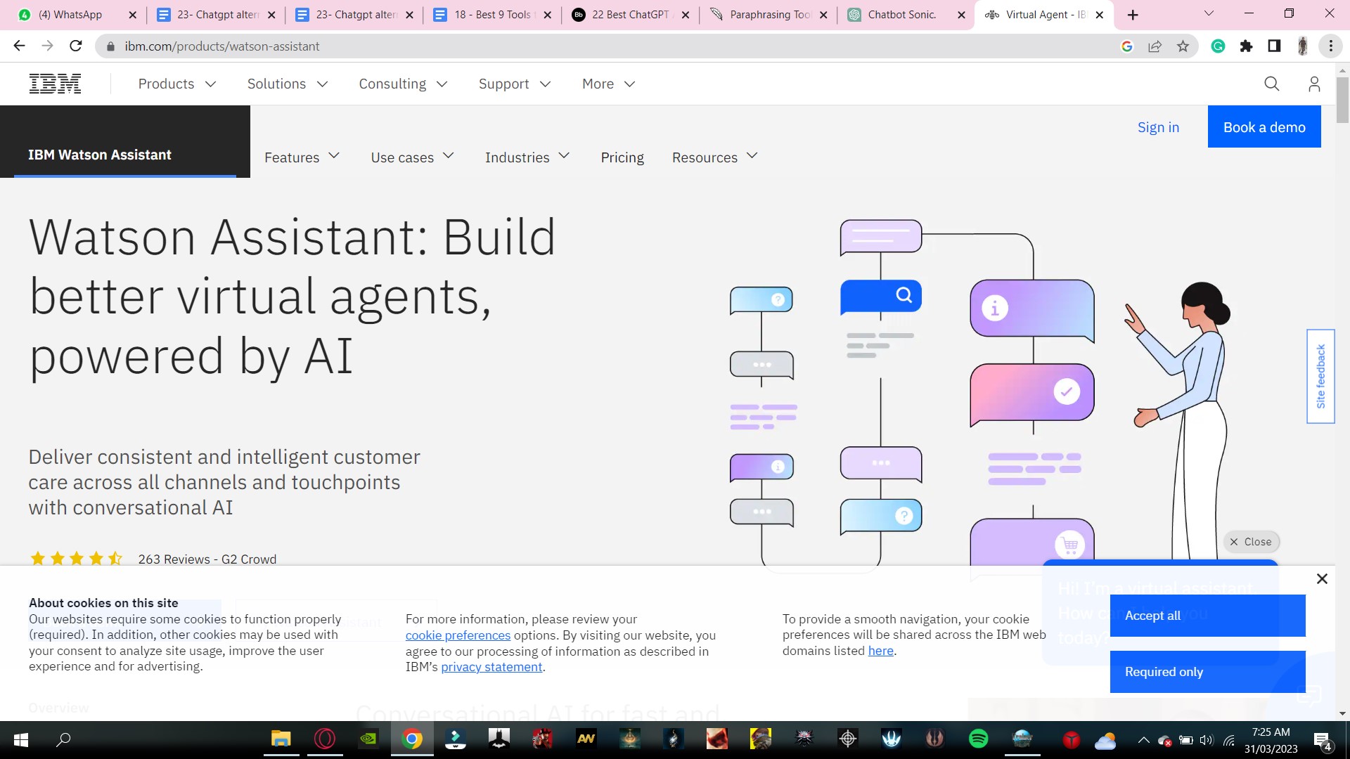 website preview of ibm watson assistant