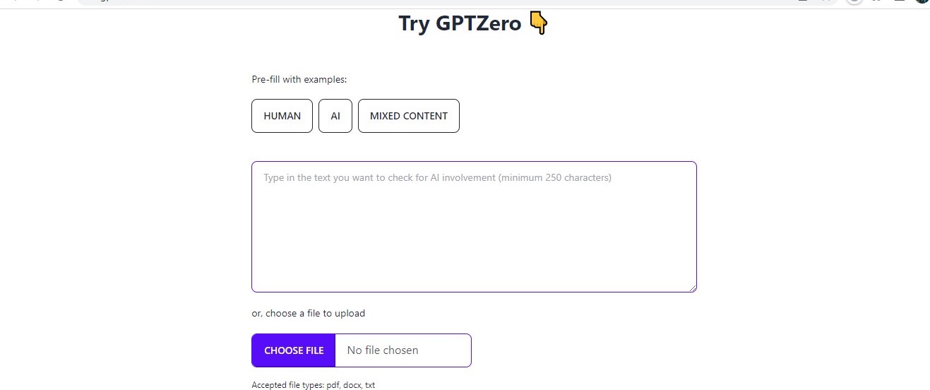 interface of gpt zero