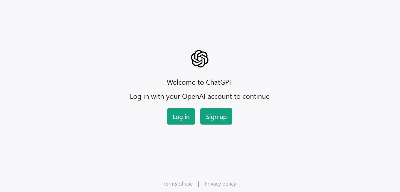 chatgpts login interface