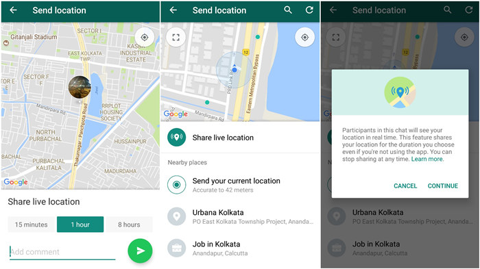 how to update whatsapp live location