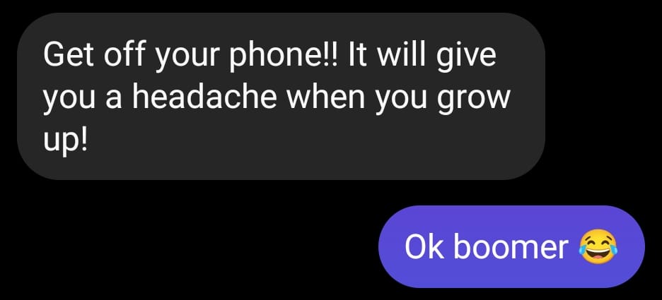 how to use ok boomer in texts