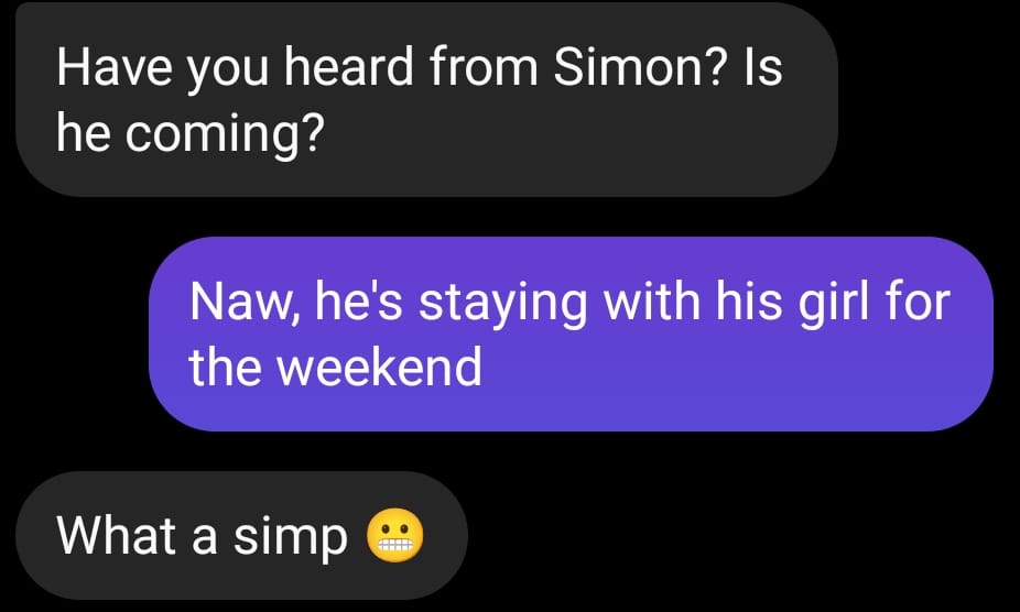 how to use simp in texts 