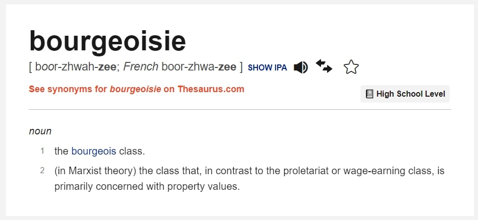 bourgeoisie dictionary