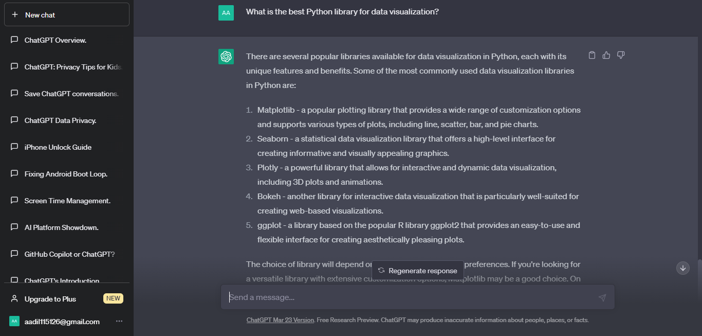 Asking ChatGPT for the best Python Libraries