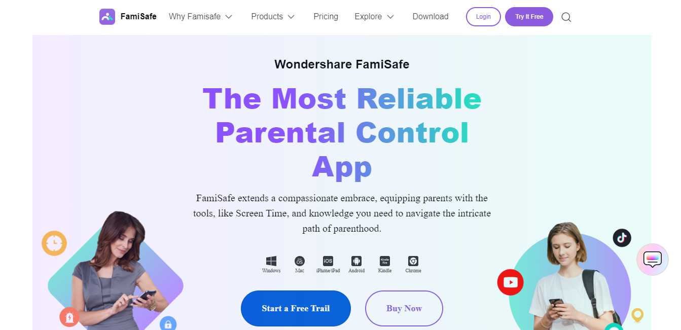 Wondershare FamiSafe official webpage interface