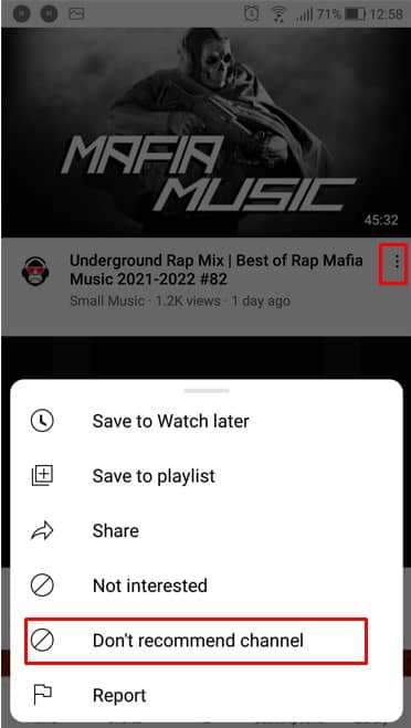 blocking youtube videos by removing channels from recommendations