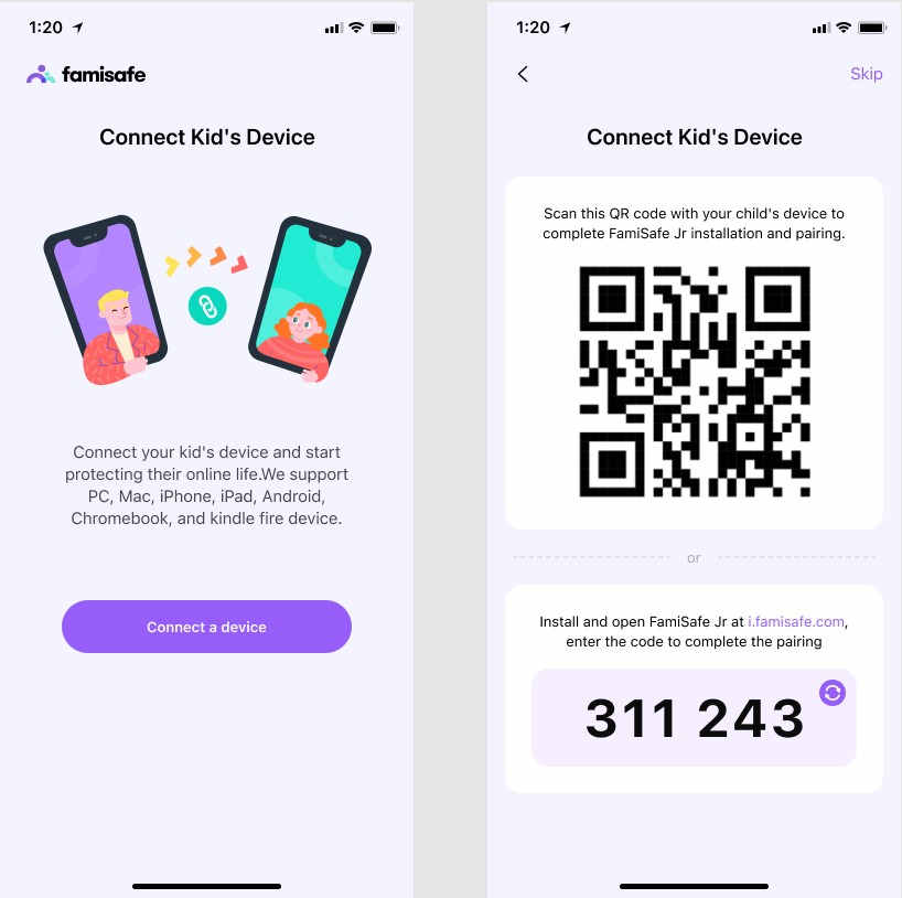 FamiSafe attaches to the kid’s device.