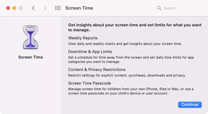 screen time for macbook parental controls