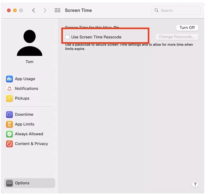 adding a passcode with mac parental controls