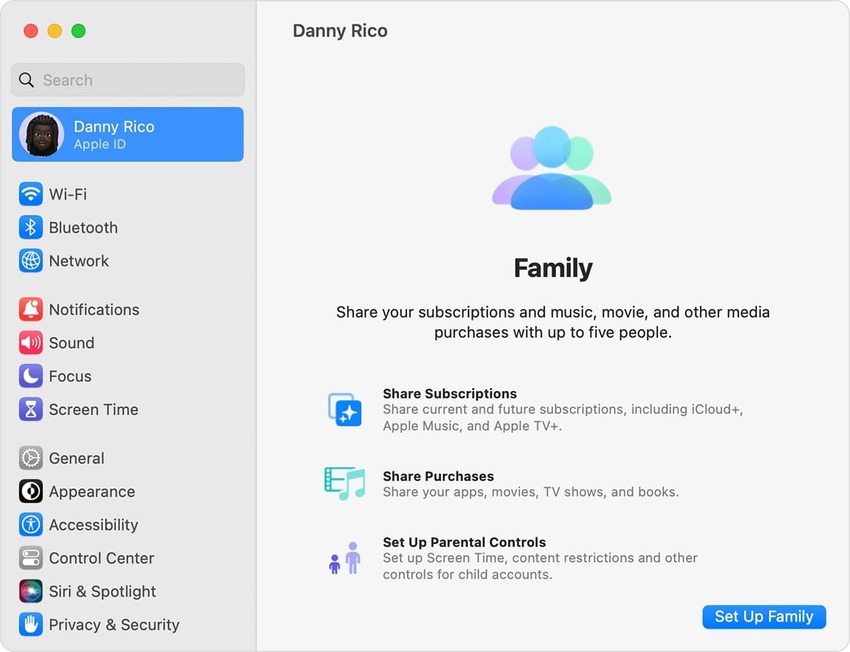 uso compartido con la familia para el control remoto de una mac