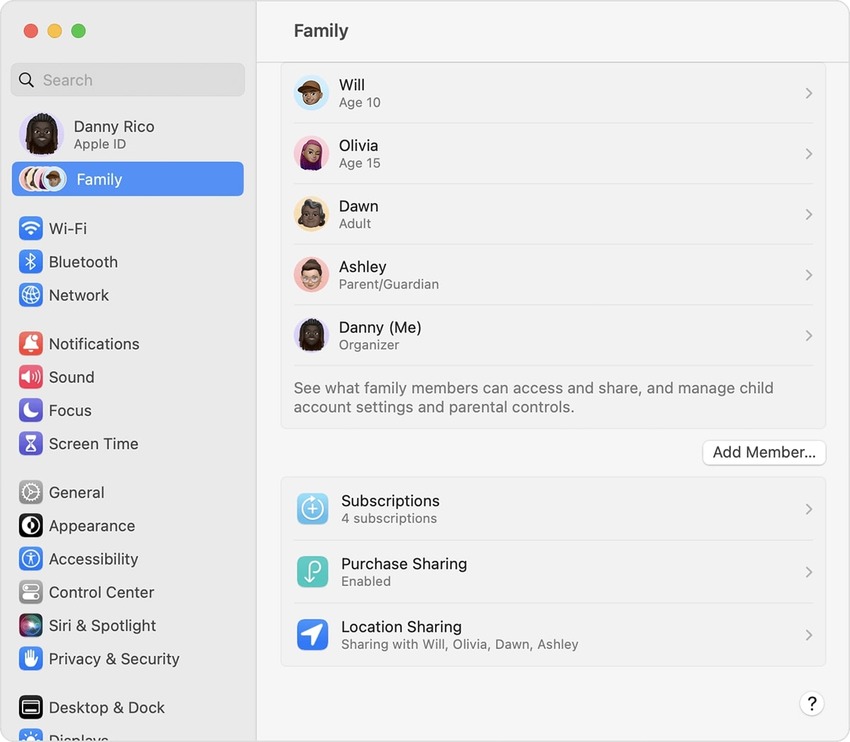 adding family members for mac remote control