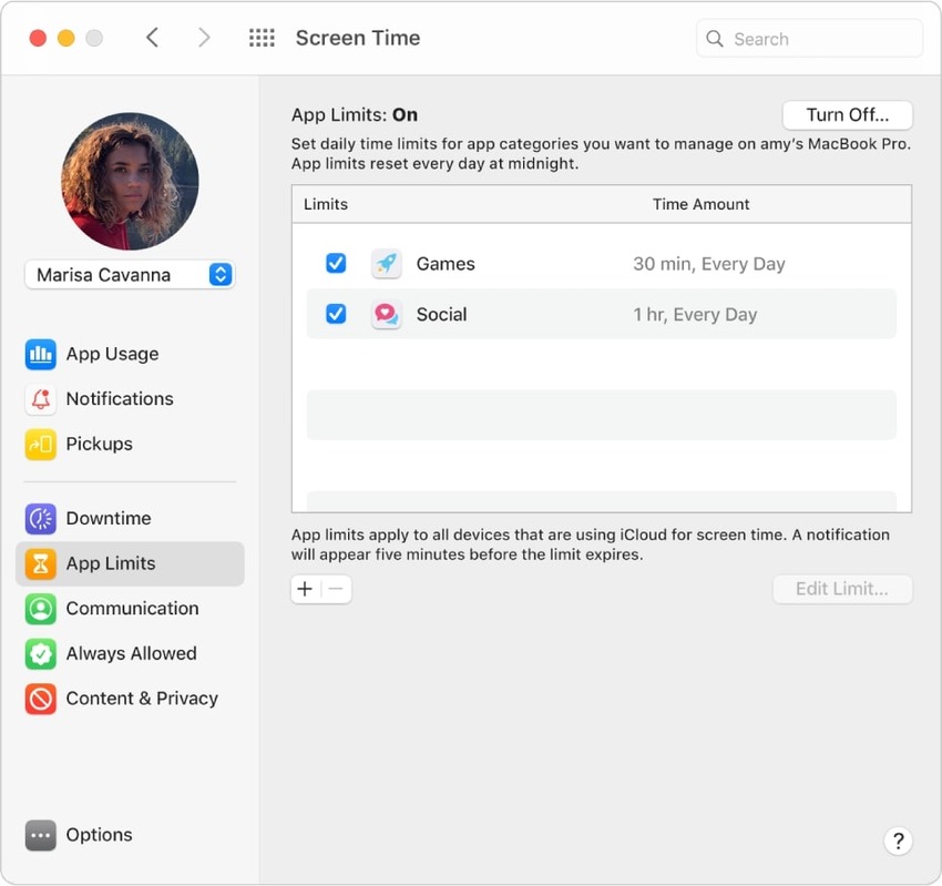 enabling app limits with mac parental controls
