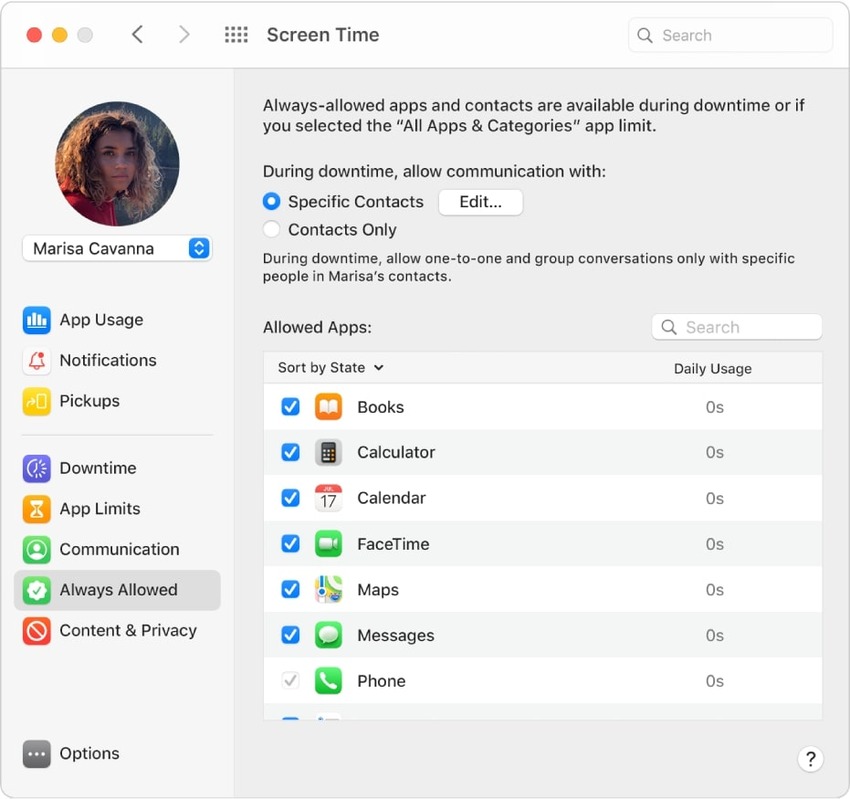 adding always-allowed apps with mac parental controls