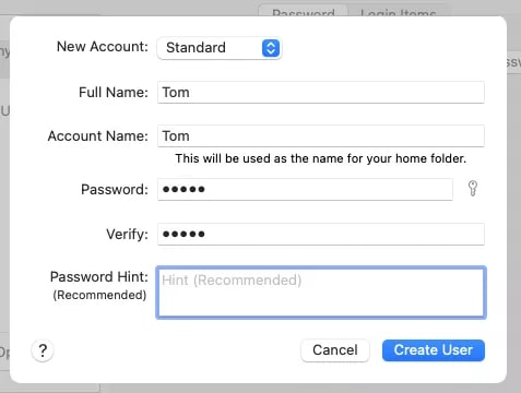 creating a standard account with mac parental controls