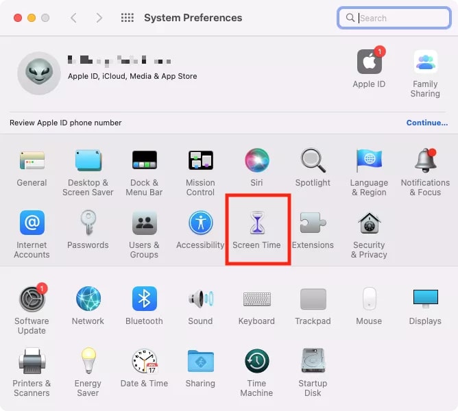 accede al tiempo frente a la pantalla para configurar los controles parentales de la mac