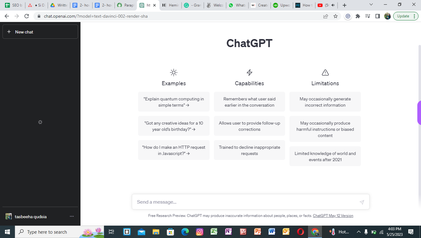 Interface of ChatGPT. 