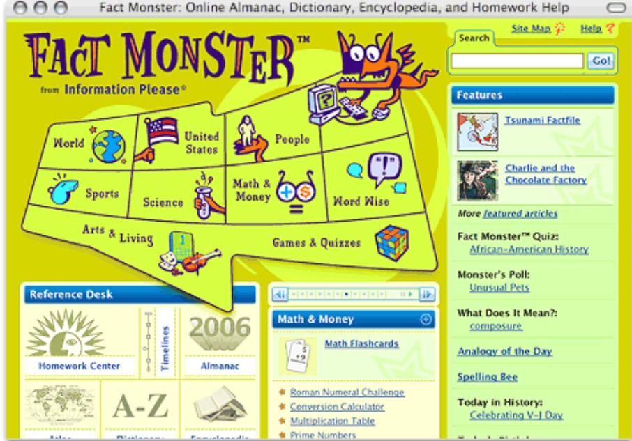 dictionnaire en ligne fact monster pour enfants 