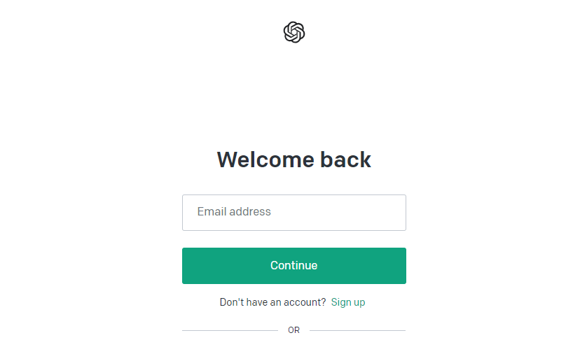 ChatGPT login interface.