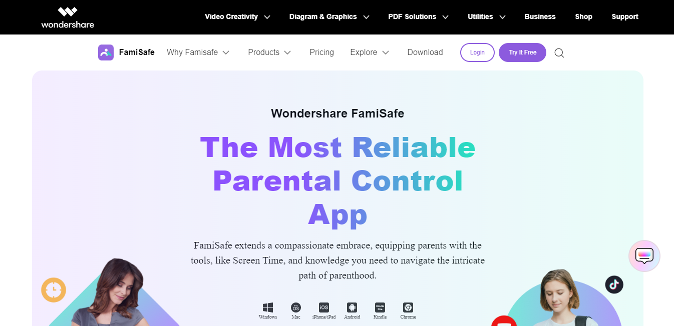 Wondershare FamiSafe official webpage interface