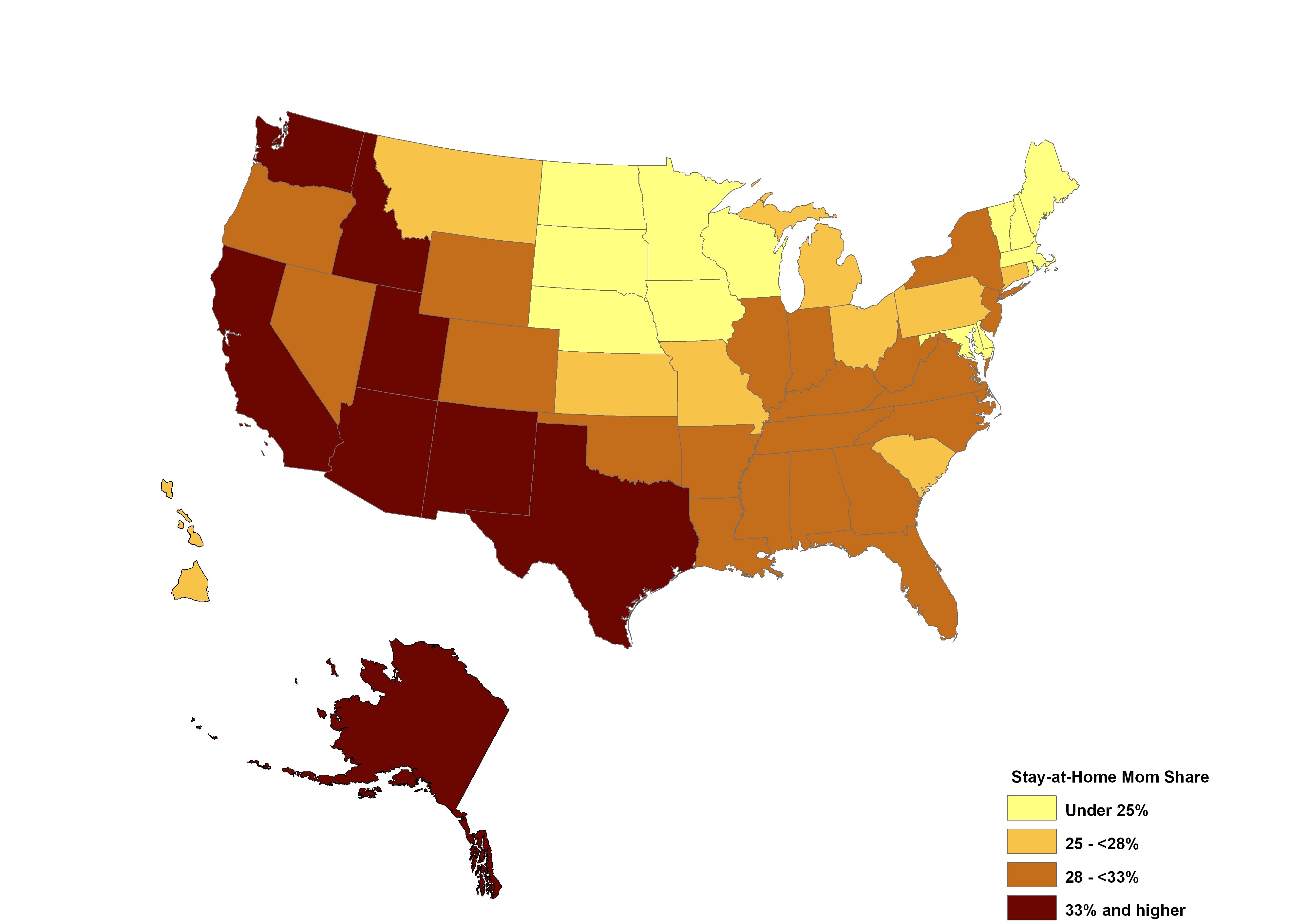 nombre de mères en foyer aux états-unis