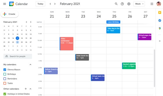  Google Calender Screenshot