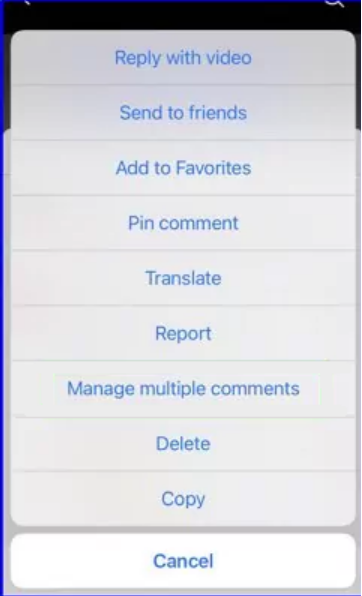tap on manage multiple comments