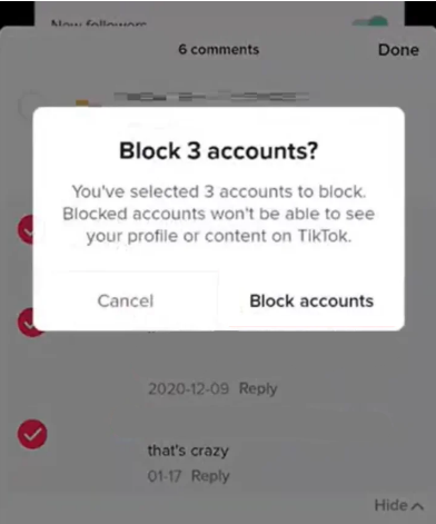 click block accounts to confirm