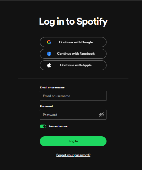 connectez-vous à votre compte Spotify.