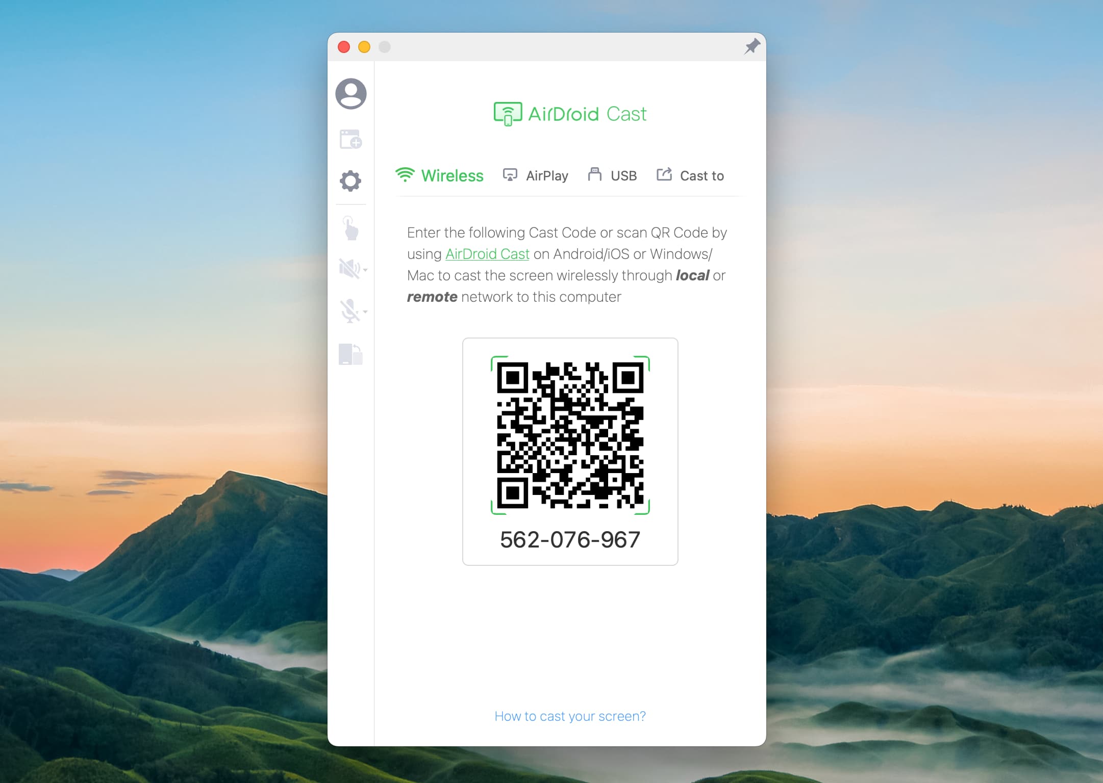 AirDroid scan code for pairing.