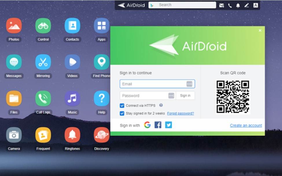 AirDroid remote phone screen viewer