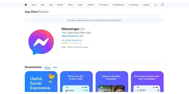 Messenger app in Apple Store