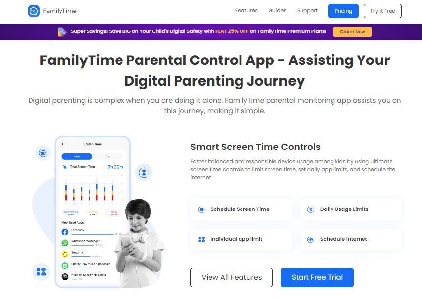 Improve your digital parenting journey using FamilyTime.