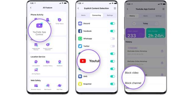 FamiSafe Youtube blocking feature